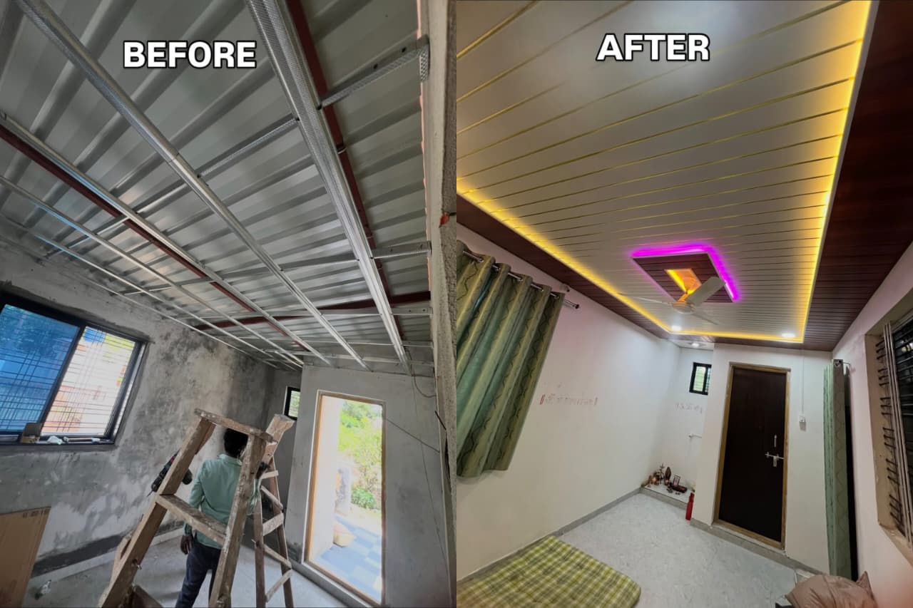 PVC False Ceiling before and after project